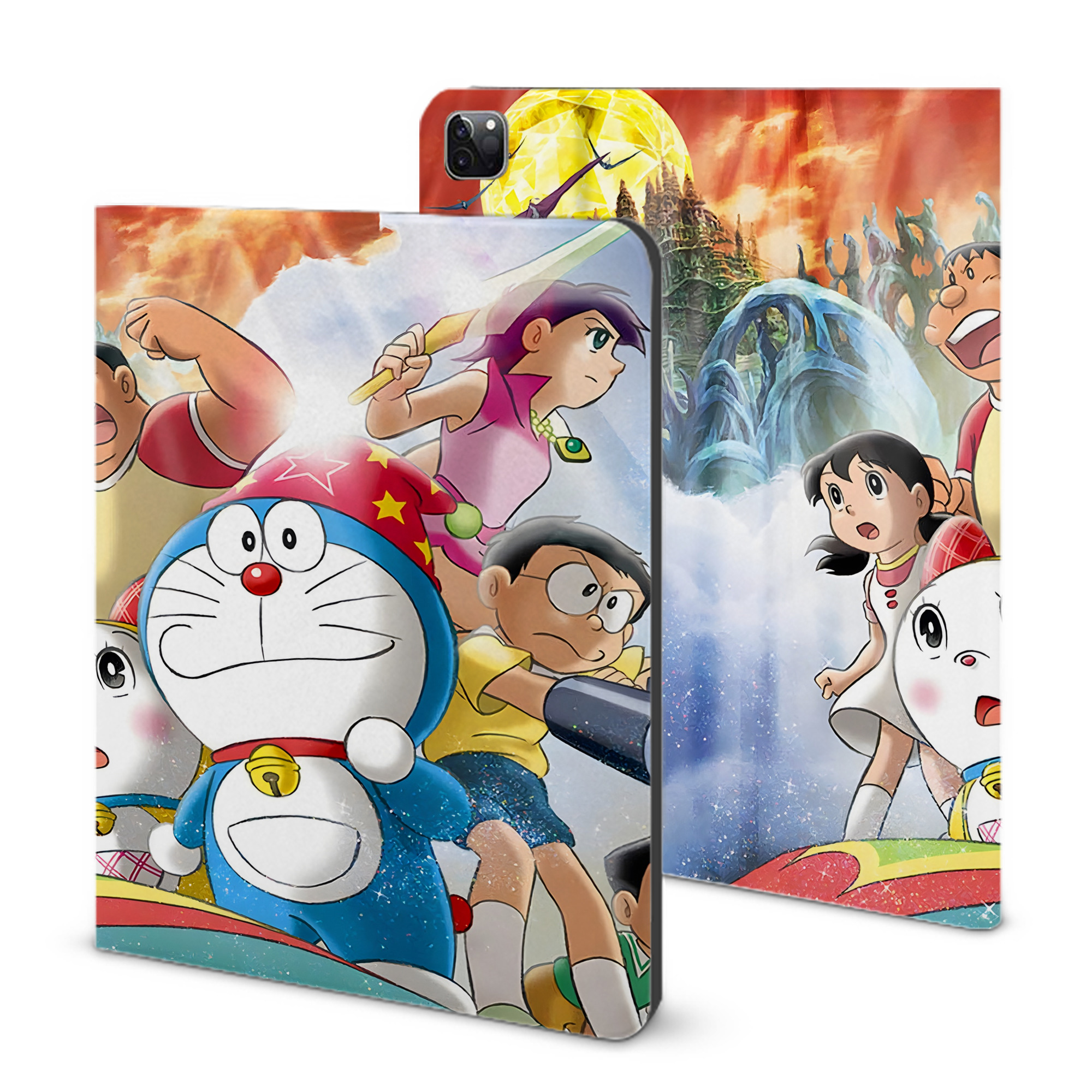 （画像用） ドラえもん Doraemon IPad ケース ブック型 PUレザー TPU 耐衝撃 軽量 薄型 ペン収納なし 全面保護 IPad 各モデル対応